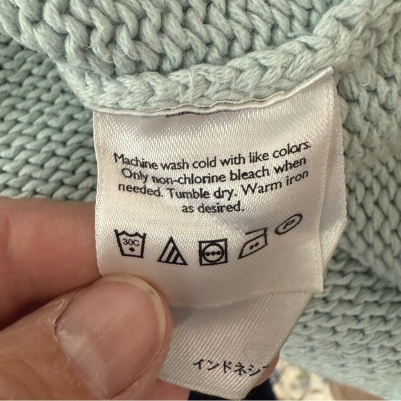 Eddie Bauer 100% Cotton Knit V-Neck Pullover Sweater Mint Green Womens Sz XL - Picture 5 of 6